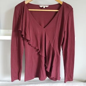 People Tree Long Sleeve Tee With Ruffle Size UK 12 / US 8